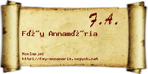 Fáy Annamária névjegykártya