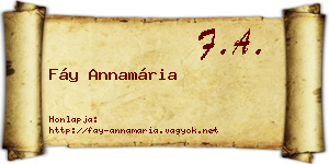 Fáy Annamária névjegykártya